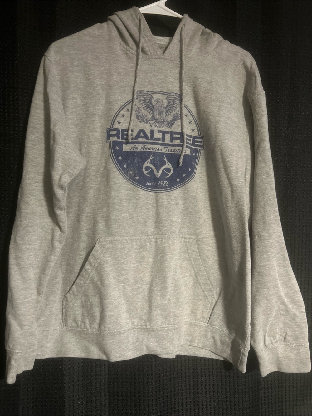 Realtree Gray Pullover Hoodie with Navy Logo